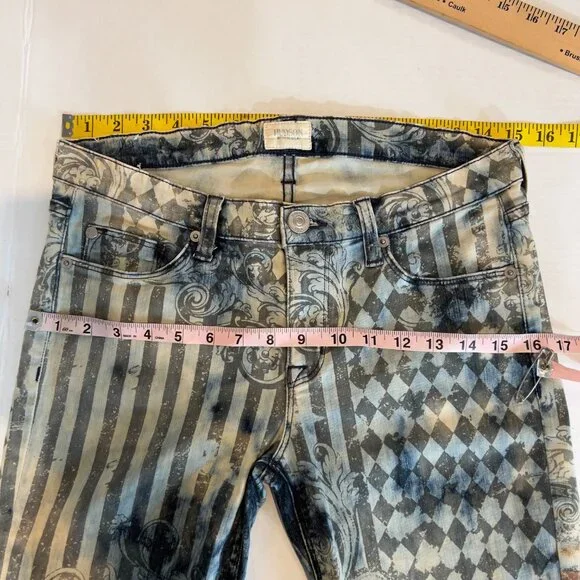 HUDSON Krista Roses Graphic Super Skinny Jeans Sz 29 Streetwear Art to Wear - Picture 8 of 11